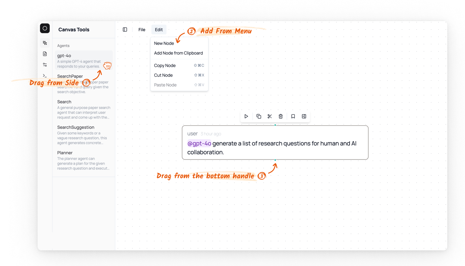 An illustration of different components of a node