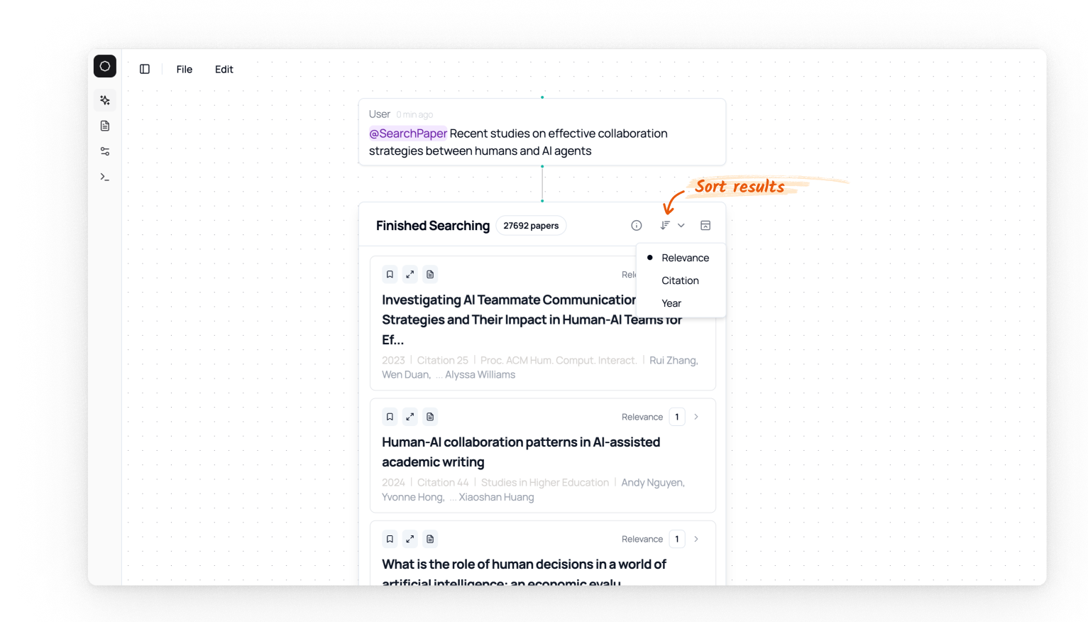 Sort the papers in the node.