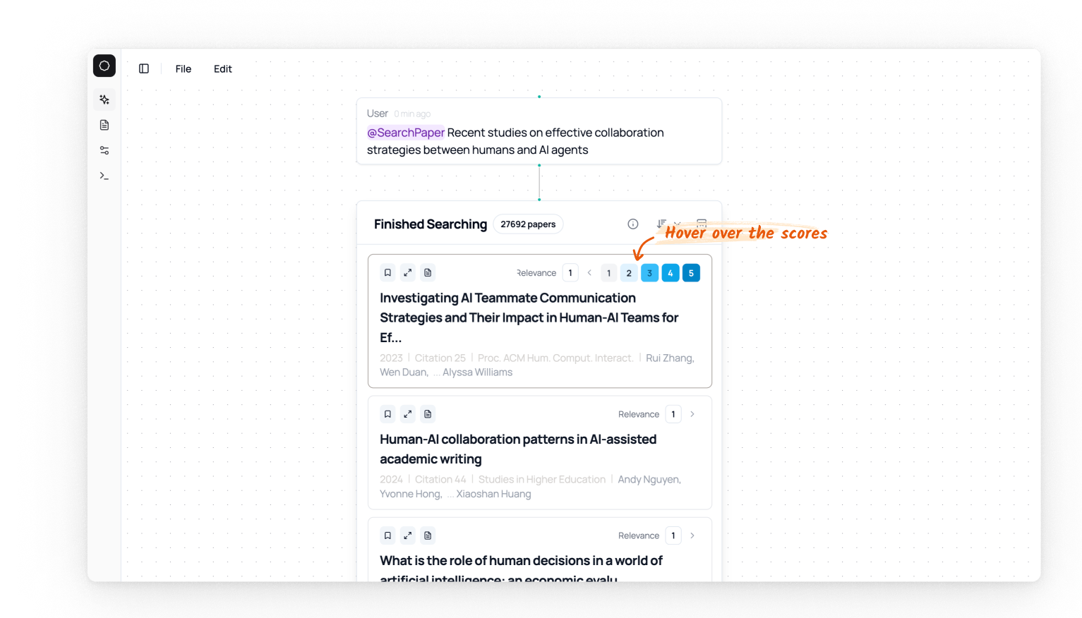 Label the relevance score of each paper.
